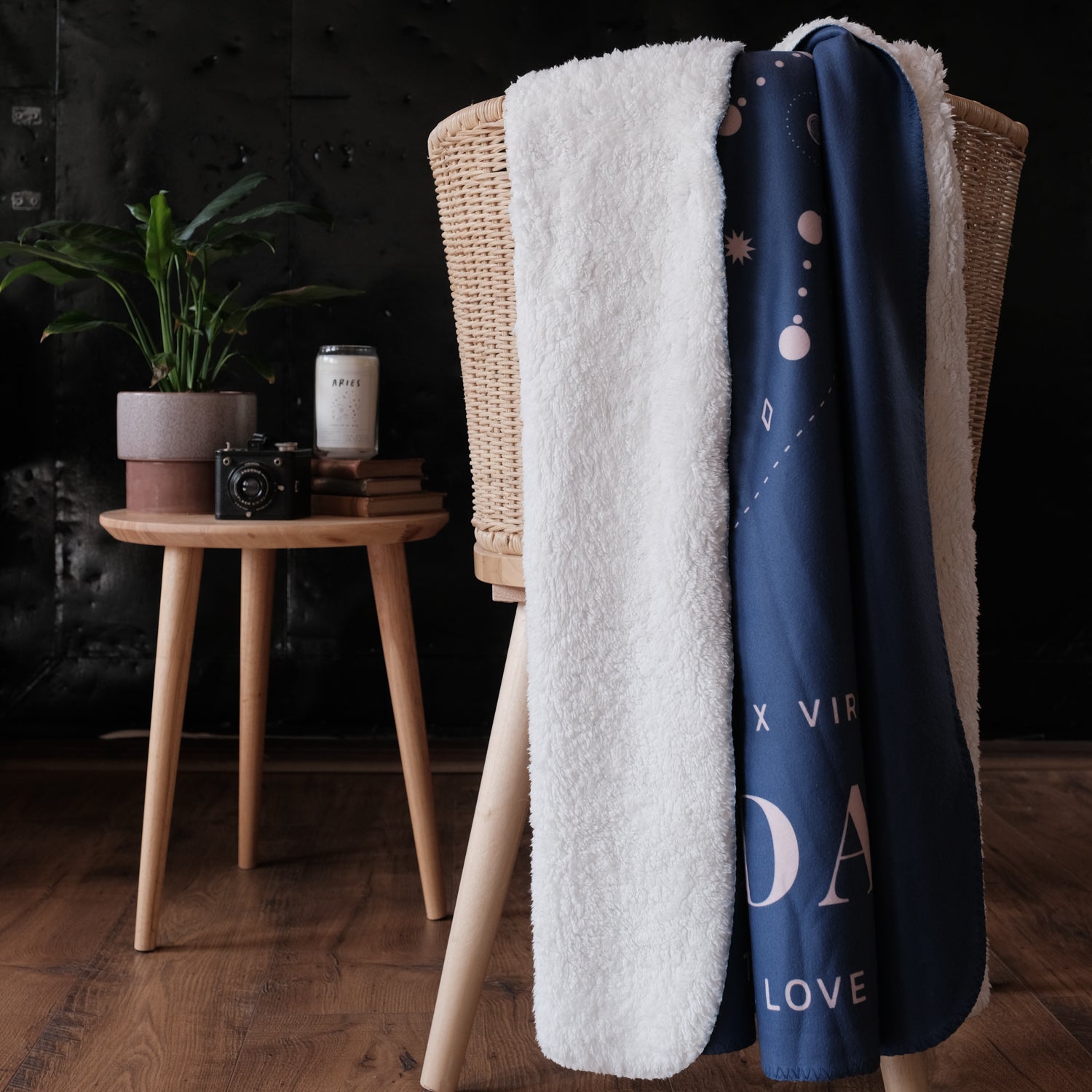 Personalized Couple Zodiac (Dark Navy) Fleece Blanket - Fleece - Personalized Gifts for Couples, Custom Birthday Gifts, Custom Anniversary Gifts | Relatable Basic